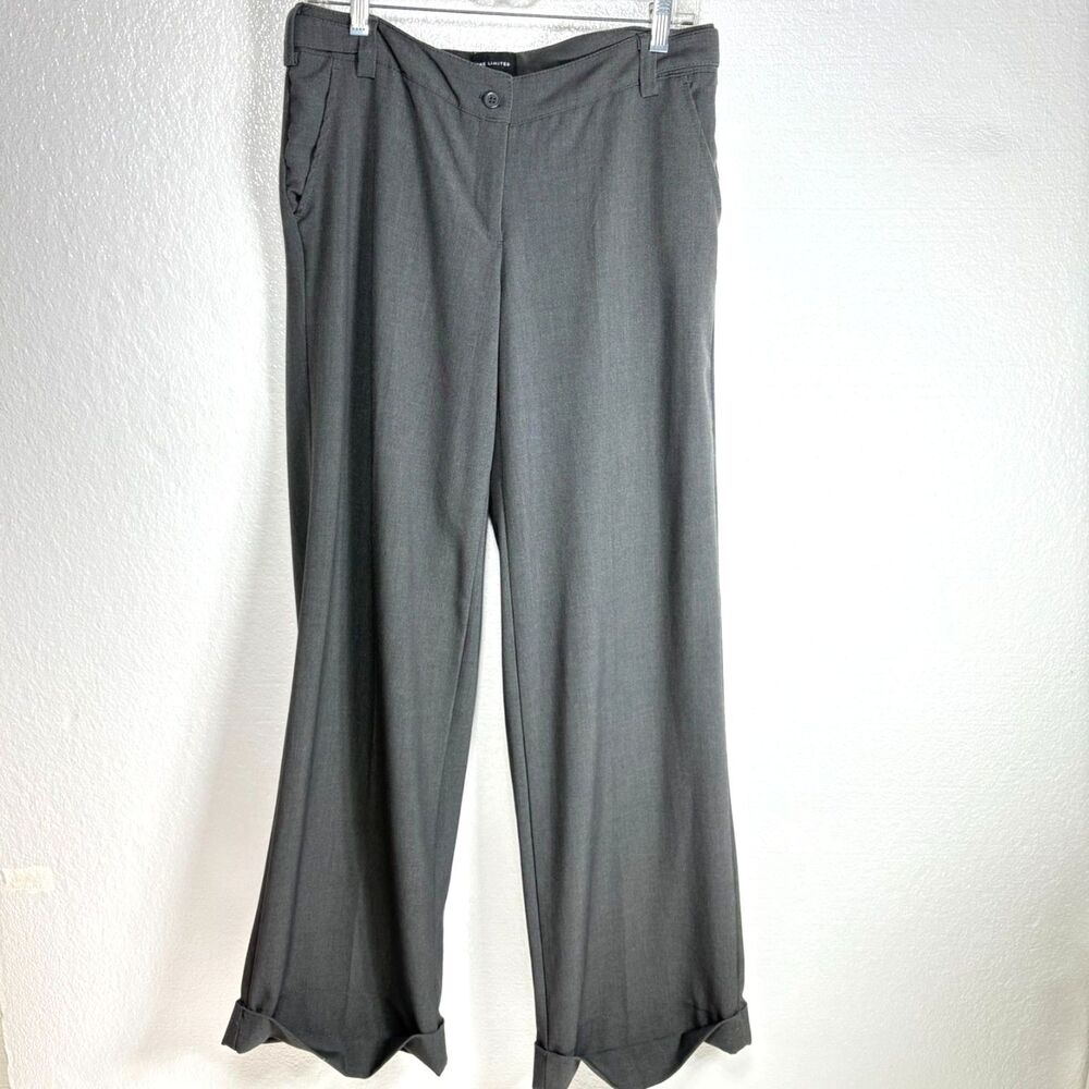 The Limited Drew Fit Womens Dress Pants Side Button Charcoal Gray Size 6 Cuffs